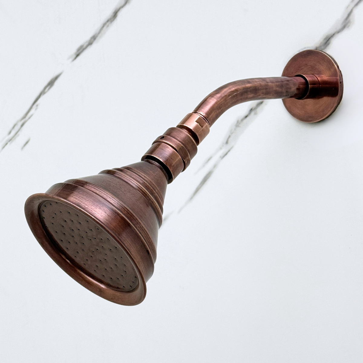 Antique Copper Adjustable Round Rain Shower System with Handheld — Short arm (ACCSS-010) — detail view 5