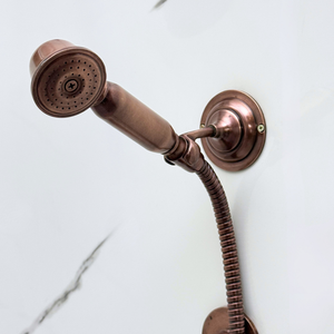 Antique Copper Adjustable Round Rain Shower System with Handheld — Short arm (ACCSS-010) — detail view 9