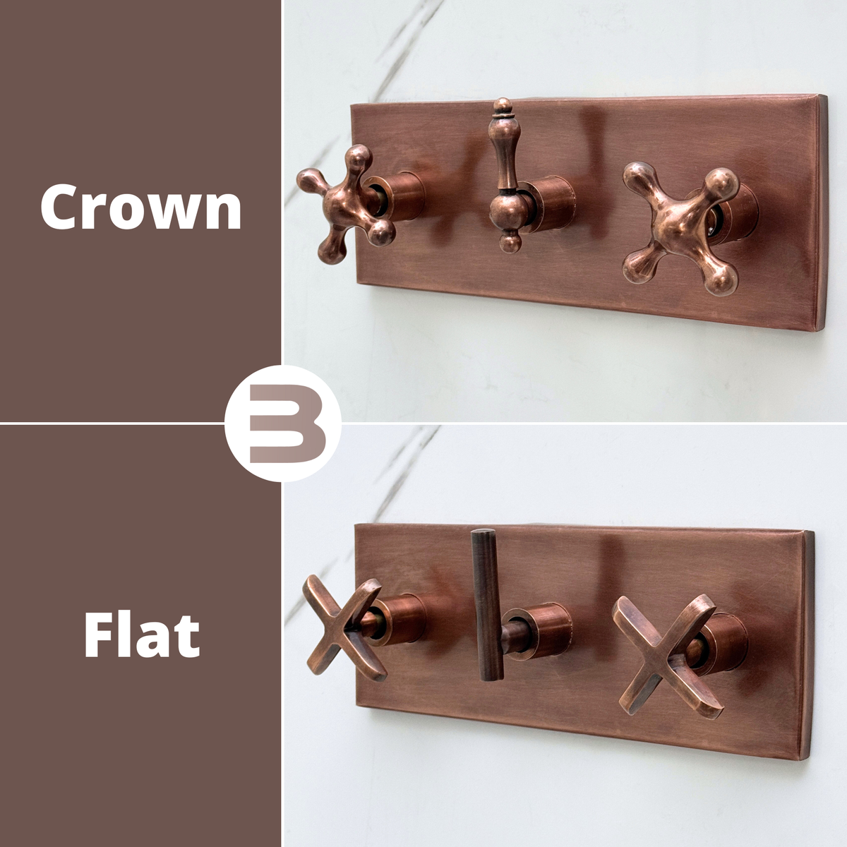Antique Copper Adjustable Flat Round Rain Shower System with Handheld — Straight arm (ACCSS-011) — detail view 12