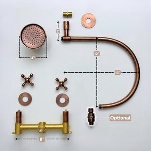Antique Copper Round Rain Shower System — Arcuate arm (ACCSS-002) — detail view 11