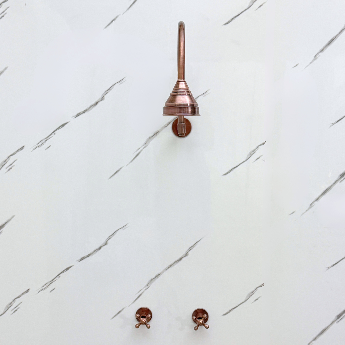 Antique Copper Round Rain Shower System — Arcuate arm (ACCSS-002) — detail view 5