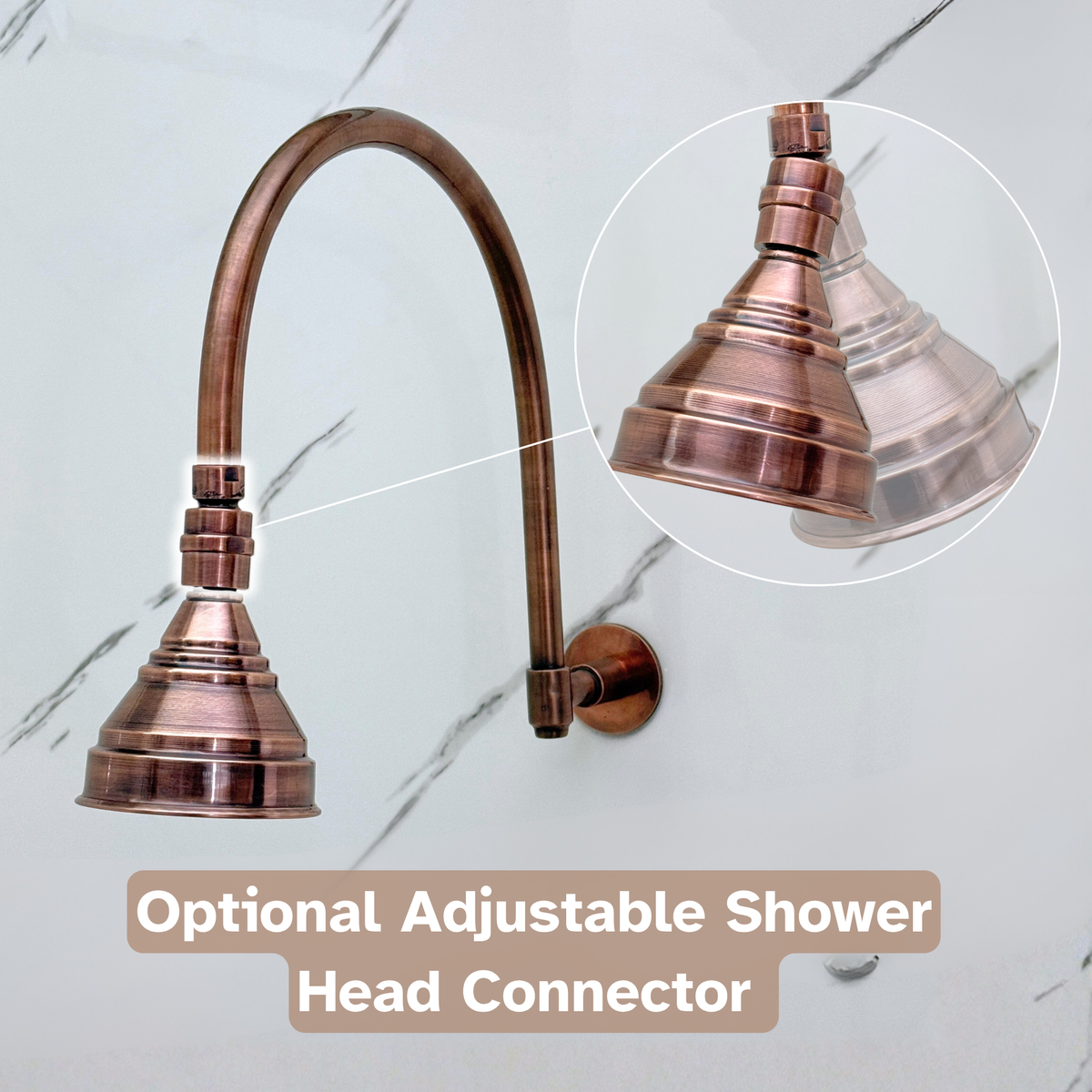 Antique Copper Round Rain Shower System — Arcuate arm (ACCSS-002) — detail view 6