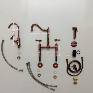 Antique Copper Victorian Bridge Kitchen Faucet with Lever Handles – Beaumont – alternate view 14