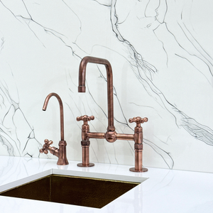 Antique Copper Classic Bridge Kitchen Faucet with Cross Handles – Grosvenor – alternate view 8