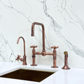 Antique Copper Classic Bridge Kitchen Faucet with Cross Handles – Grosvenor