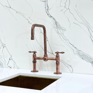 Antique Copper Classic Bridge Kitchen Faucet with Lever Handles – Grosvenor – alternate view 7