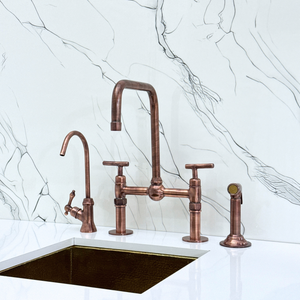 Antique Copper Classic Bridge Kitchen Faucet with Lever Handles – Grosvenor – alternate view 4