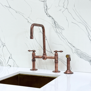 Antique Copper Classic Bridge Kitchen Faucet with Lever Handles – Grosvenor – alternate view 11