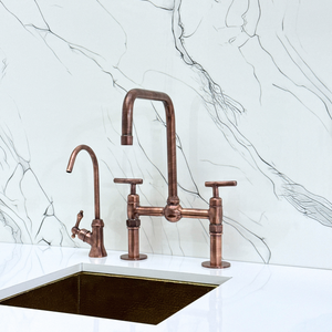 Antique Copper Classic Bridge Kitchen Faucet with Lever Handles – Grosvenor – alternate view 10