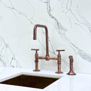 Antique Copper Classic Bridge Kitchen Faucet with Lever Handles – Grosvenor – alternate view 12