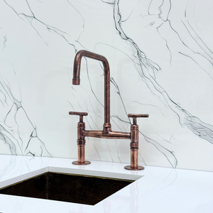 Antique Copper Classic Bridge Kitchen Faucet with Lever Handles – Lancaster – alternate view 8