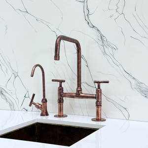 Antique Copper Classic Bridge Kitchen Faucet with Lever Handles – Lancaster – alternate view 10