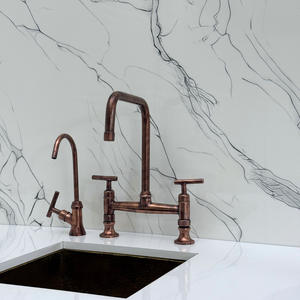 Antique Copper Classic Bridge Kitchen Faucet with Lever Handles – Whitmore – alternate view 10