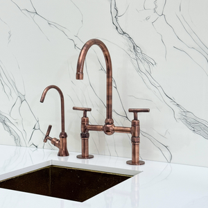 Antique Copper Bridge Kitchen Faucet with Lever Handles – Ashford – alternate view 11