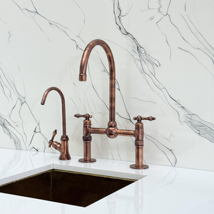 Antique Copper Bridge Kitchen Faucet with Lever Handles – Ashford – alternate view 10