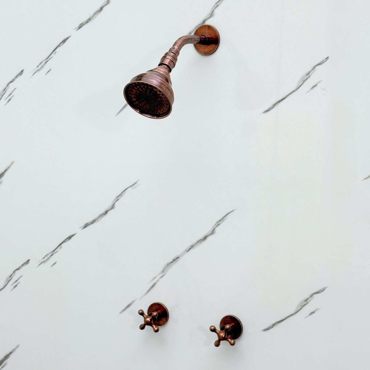 Antique Copper Adjustable Round Rain Shower System — Short arm (ACCSS-008) — detail view 3