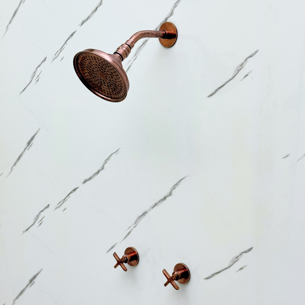 Antique Copper Adjustable Round Rain Shower System — Short arm (ACCSS-009) — detail view 4