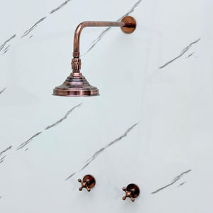 Antique Copper Adjustable Round Rain Shower System — Straight arm (ACCSS-005) — detail view 2