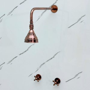 Antique Copper Adjustable Round Rain Shower System — Straight arm (ACCSS-006) — detail view 2
