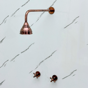 Antique Copper Adjustable Round Rain Shower System — Straight arm (ACCSS-006) — detail view 8
