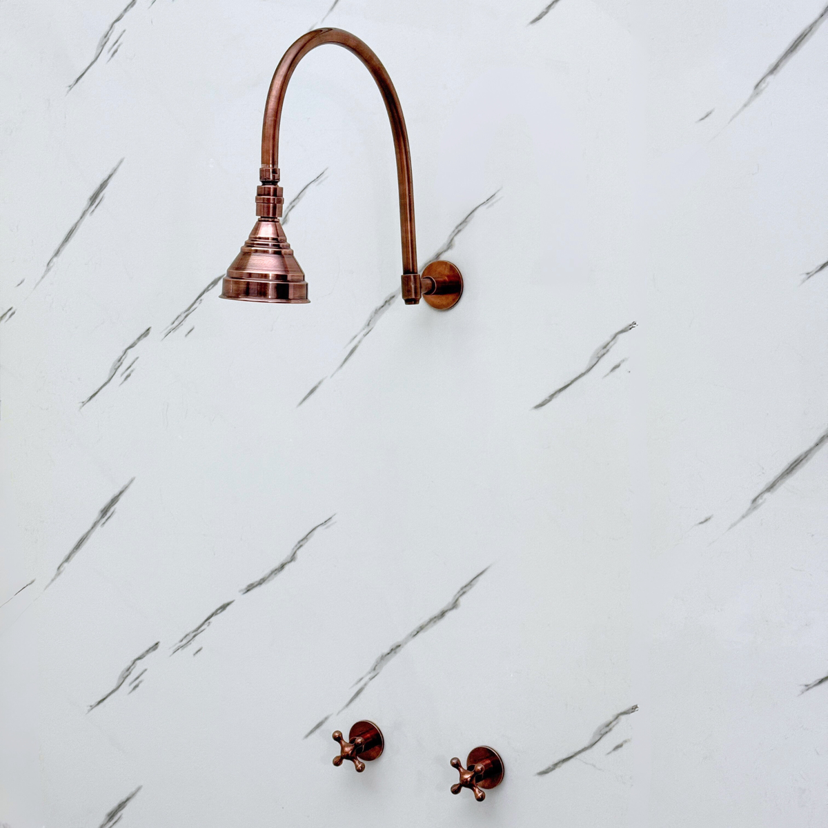 Antique Copper Round Rain Shower System — Arcuate arm (ACCSS-002) — detail view 2
