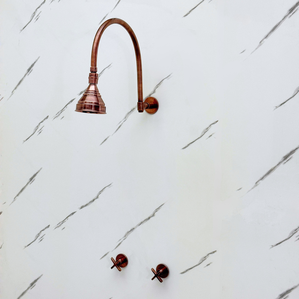 Antique Copper Round Rain Shower System — Arcuate arm (ACCSS-002) — detail view 4