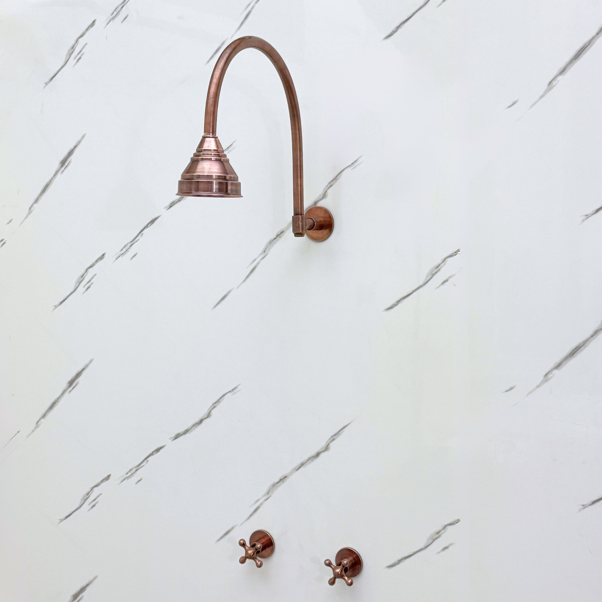 Antique Copper Round Rain Shower System — Arcuate arm (ACCSS-002) — detail view 7