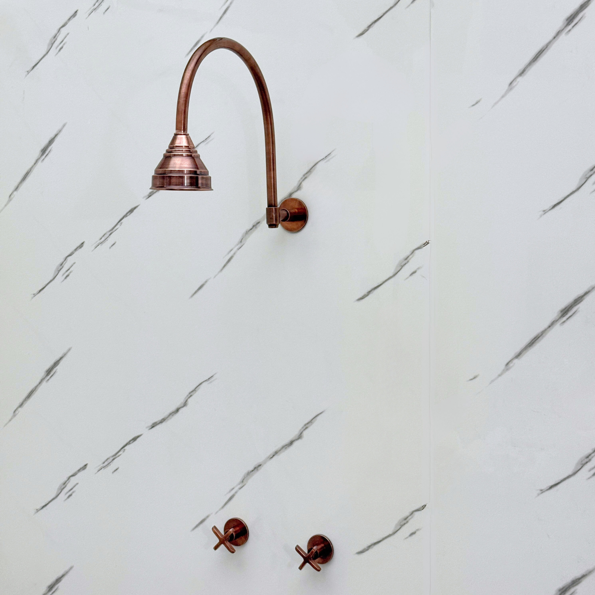 Antique Copper Round Rain Shower System — Arcuate arm (ACCSS-002) — detail view 8