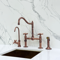 Antique Copper Victorian Bridge Kitchen Faucet with Cross Handles – Beaumont