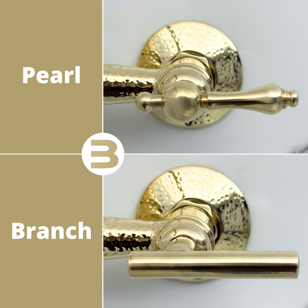 7" Hammered unlacquered brass wall faucet, 6" spread with lever handles – alternate view 9