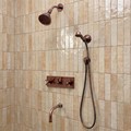 Antique Copper Adjustable Round Rain Shower System with Handheld & Tub Filler — Short arm (ACCSS-013) — shower system overview