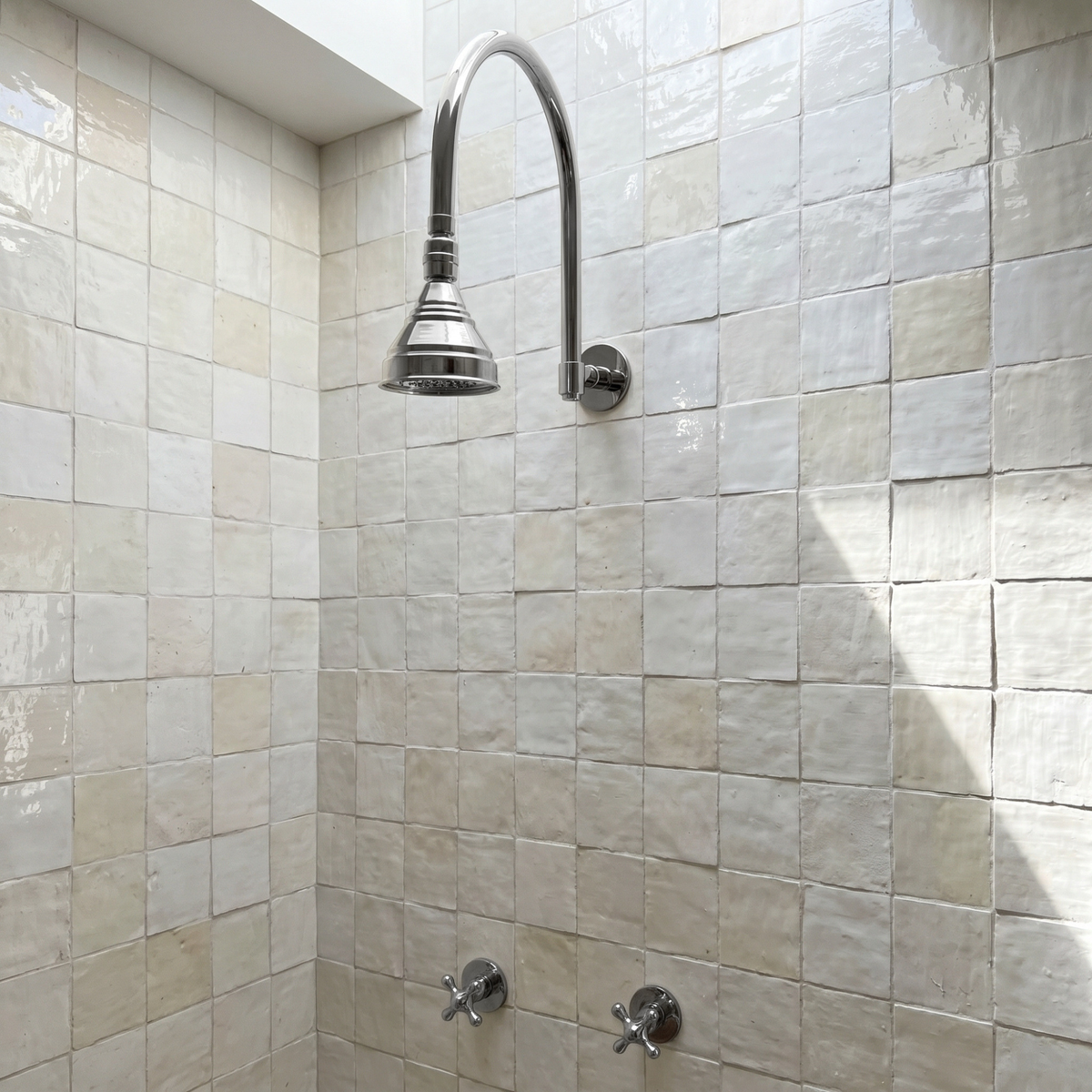 Polished Nickel Round Rain Shower System — Arcuate arm (PNCSS-002) — shower system overview