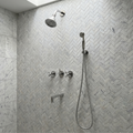 Polished Nickel Adjustable Round Rain Shower System with Handheld & Tub Filler — Short arm (PNCSS-021) — shower system overview