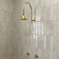 Unlacquered Brass Adjustable Round Rain Shower System — Arcuate arm (UBCSS-003) — shower system overview