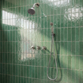 Polished Nickel Round Rain Shower System with Handheld — Short arm (PNCSS-020) — shower system overview