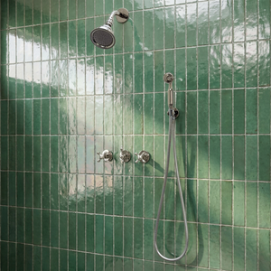 Polished Nickel Round Rain Shower System with Handheld — Short arm (PNCSS-020) — shower system overview