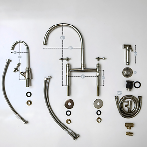 Polished Nickel Bridge Kitchen Faucet with Lever Handles – Regent – alternate view 12
