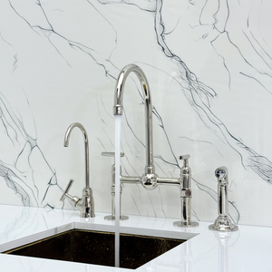 Polished Nickel Bridge Kitchen Faucet with Lever Handles – Harrington – alternate view 5