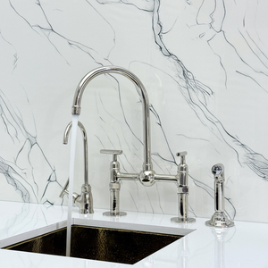 Polished Nickel Bridge Kitchen Faucet with Lever Handles – Harrington – alternate view 6