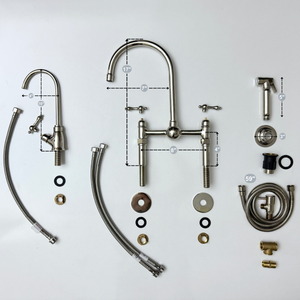 Polished Nickel Bridge Kitchen Faucet with Lever Handles – Harrington – alternate view 14