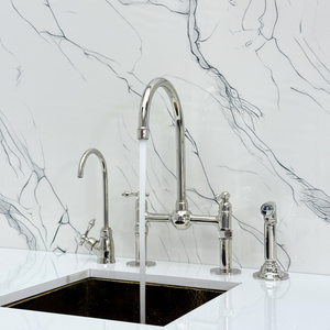 Polished Nickel Bridge Kitchen Faucet with Lever Handles – Harrington – alternate view 2