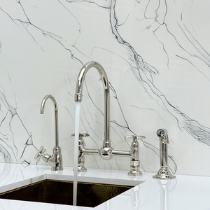 Polished Nickel Bridge Kitchen Faucet with Cross Handles – Lancaster – alternate view 5