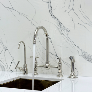 Polished Nickel Bridge Kitchen Faucet with Lever Handles – Lancaster – alternate view 5