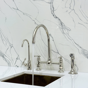 Polished Nickel Vintage Bridge Kitchen Faucet with Lever Handles – Somerset – alternate view 2