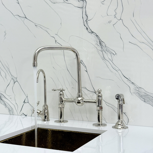 Polished Nickel Classic Bridge Kitchen Faucet with Lever Handles – Kensington – alternate view 3