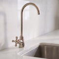 Polished Nickel Cold Water Faucet with Cross Handle, 10-Inch Height