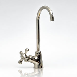 Polished Nickel Cold Water Faucet with Cross Handle, 10-Inch Height