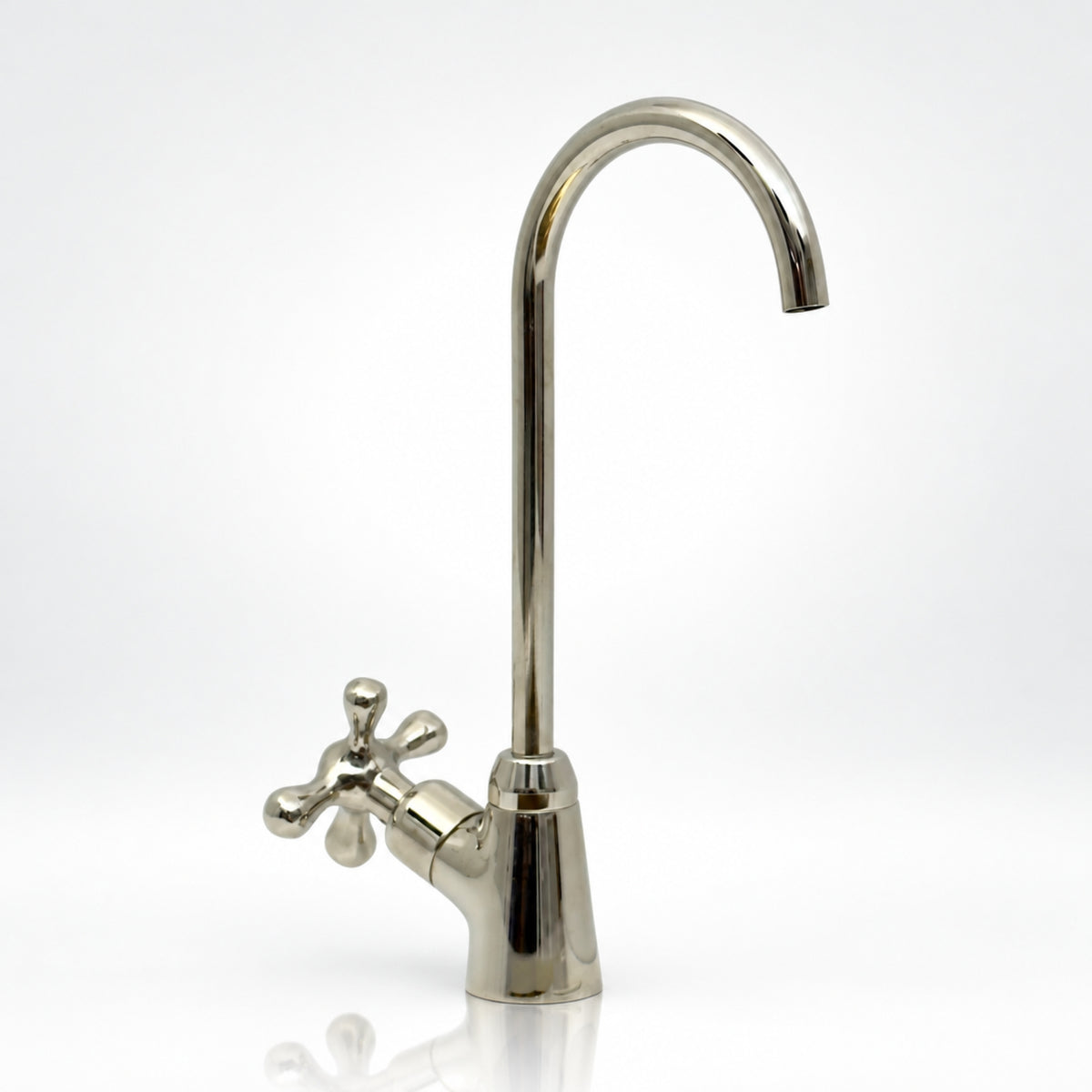 Polished Nickel Cold Water Faucet with Cross Handle, 10-Inch Height