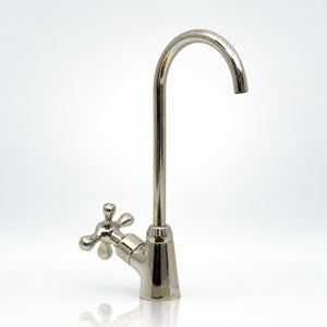 Polished Nickel Cold Water Faucet with Cross Handle, 10-Inch Height