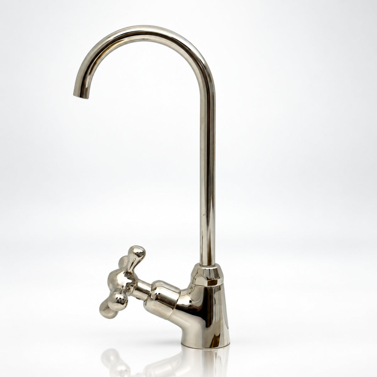 Polished Nickel Cold Water Faucet with Cross Handle, 10-Inch Height